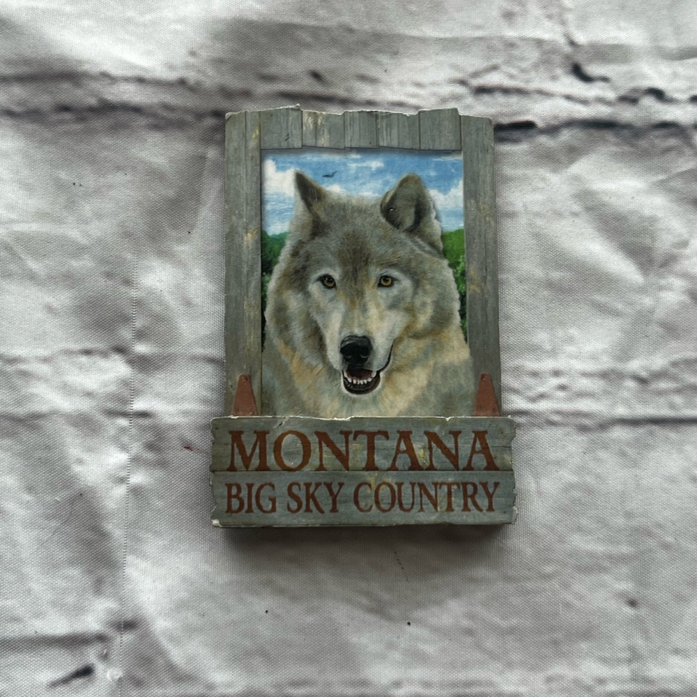 Gray and Brown Kitchen Art Rustic Wolf magnet